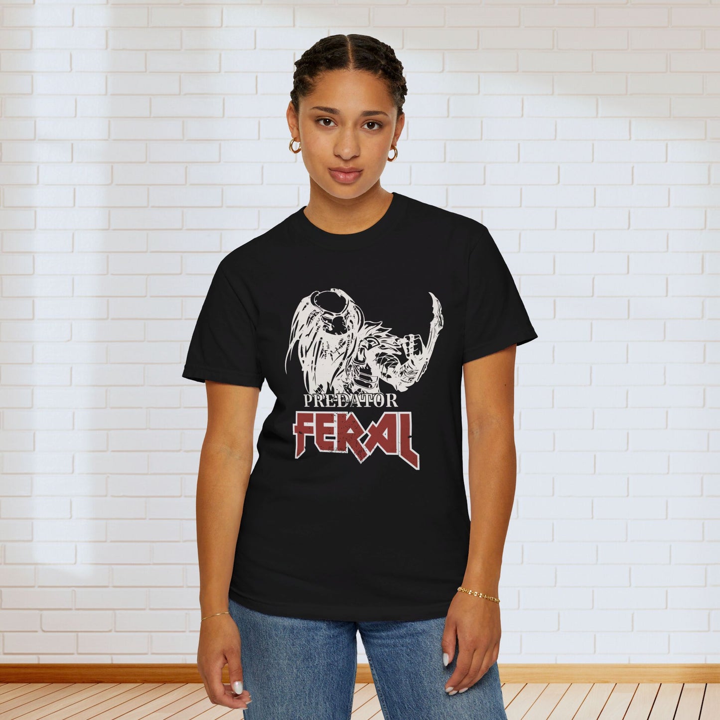 Feral Predator Vintage Horror Movie Y2k Clothing Cute Oversized Tshirt or Future Crop Top