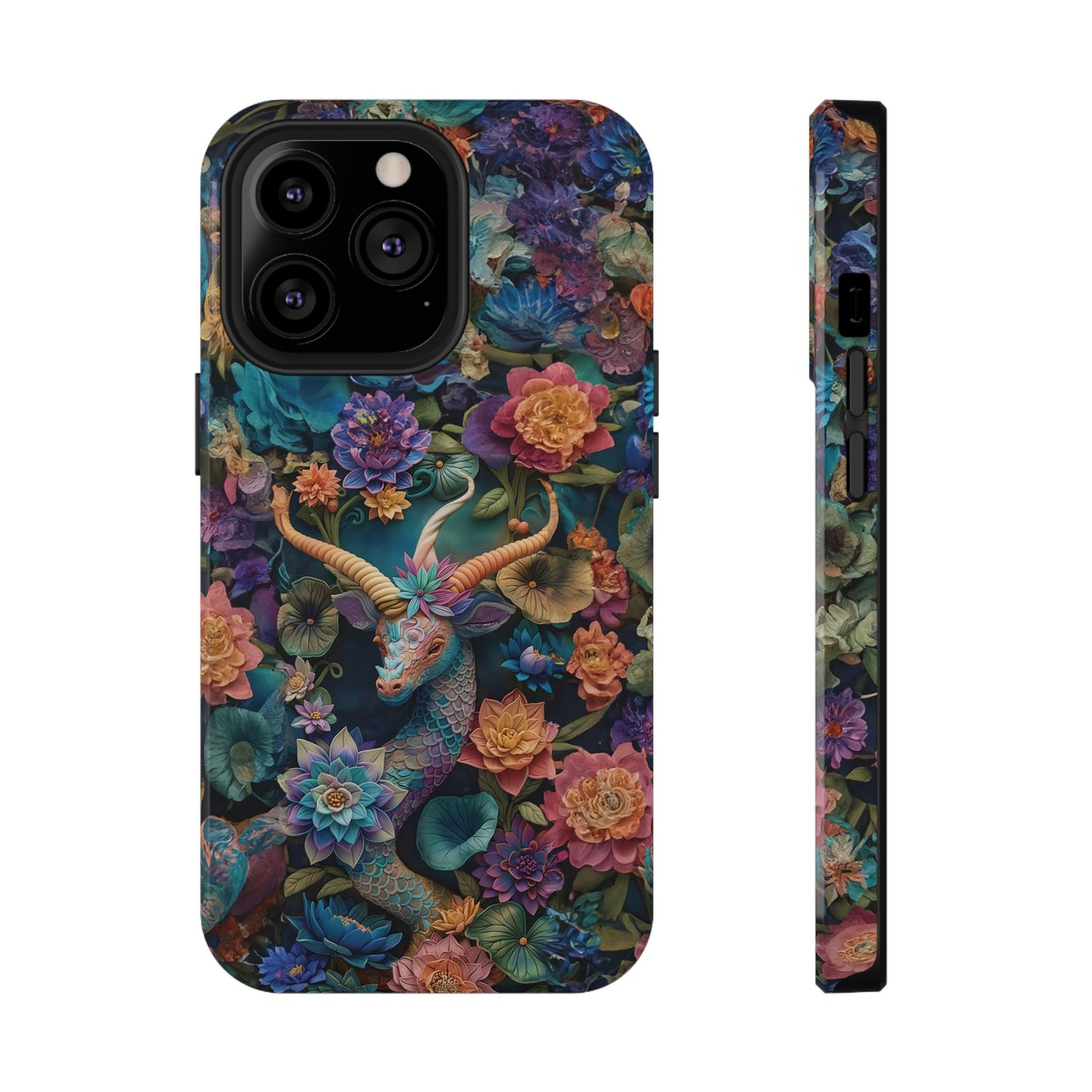 Colorful Rainbow Dragon | 3D Embroidery Look | Impact-Resistant Phone Case