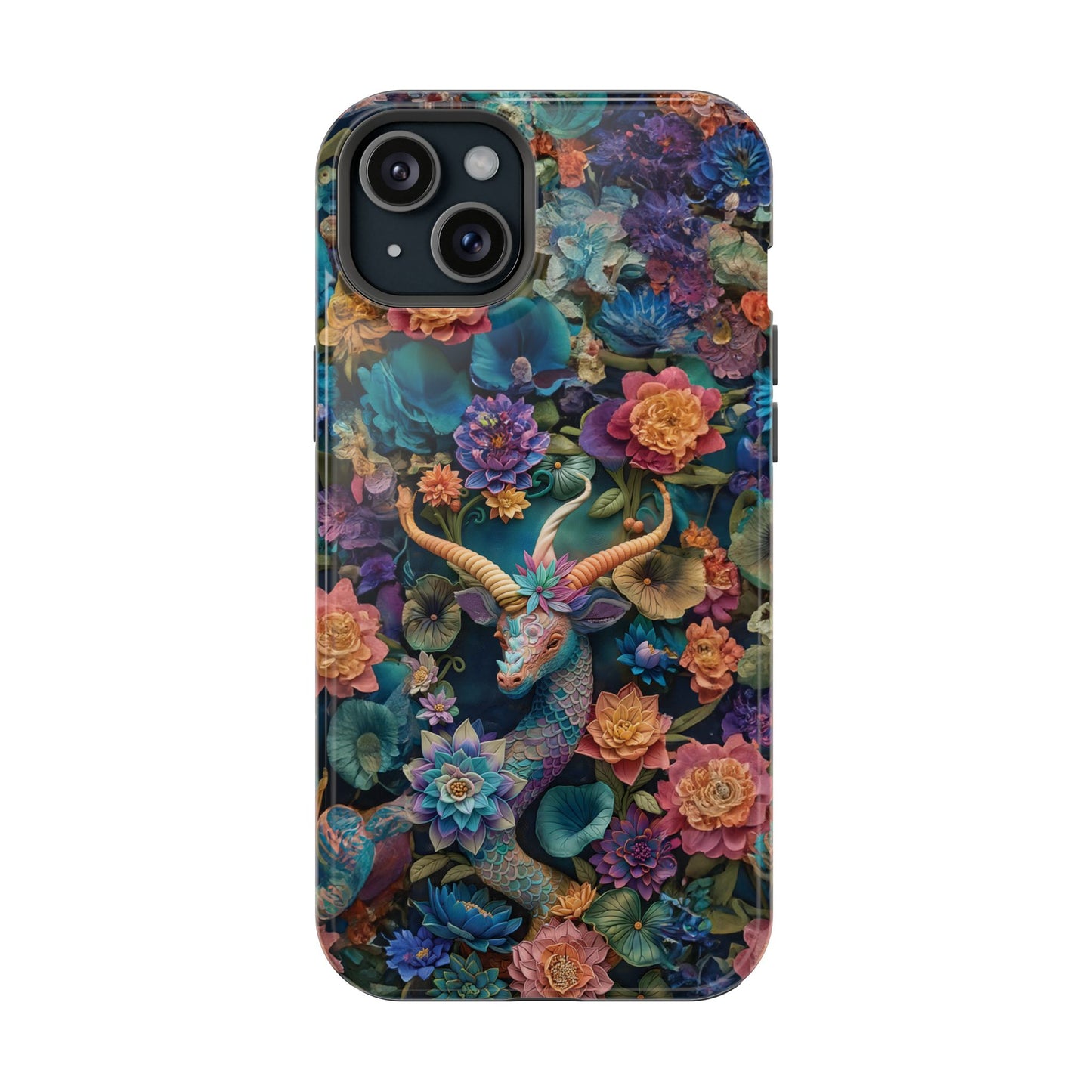 Colorful Rainbow Dragon | 3D Embroidery Look | Impact-Resistant Phone Case