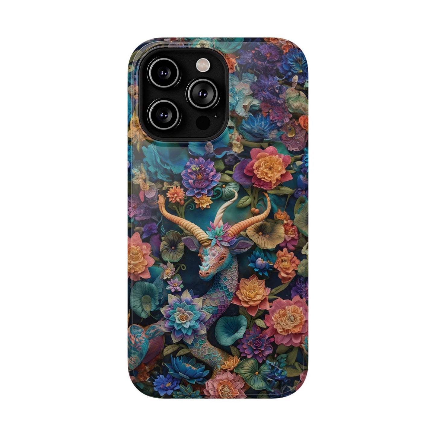 Colorful Rainbow Dragon | 3D Embroidery Look | Impact-Resistant Phone Case