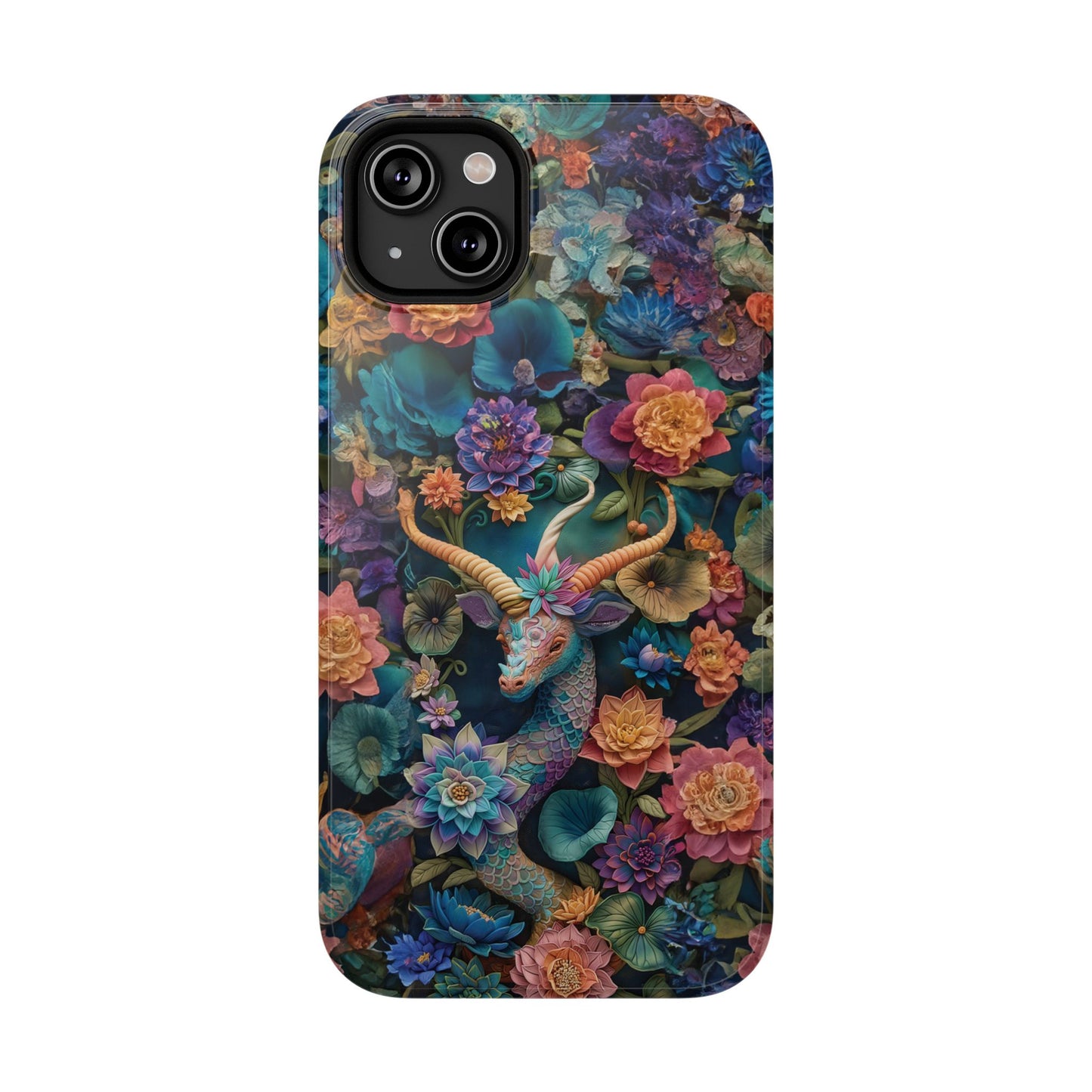 Colorful Rainbow Dragon | 3D Embroidery Look | Impact-Resistant Phone Case