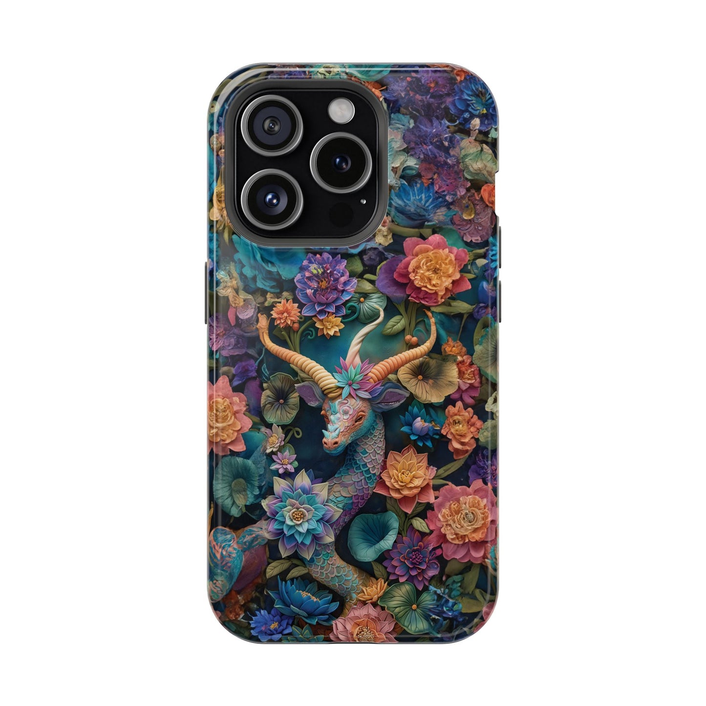 Colorful Rainbow Dragon | 3D Embroidery Look | Impact-Resistant Phone Case