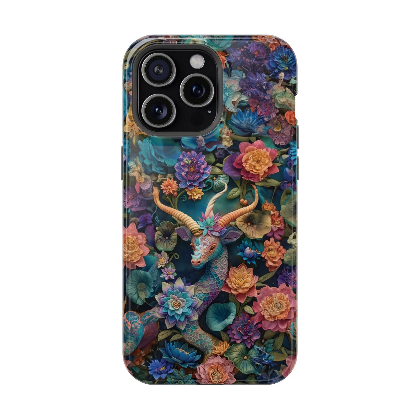 Colorful Rainbow Dragon | 3D Embroidery Look | Impact-Resistant Phone Case